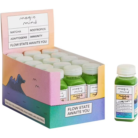 Magic Mind Energy & Focus Shots – No Jitters, Ashwagandha, B12, Matcha, Mushrooms, 2oz, Pack of 15